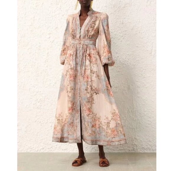 Zimmermann August Printed Linen Midi Dress - Picture 1 of 16